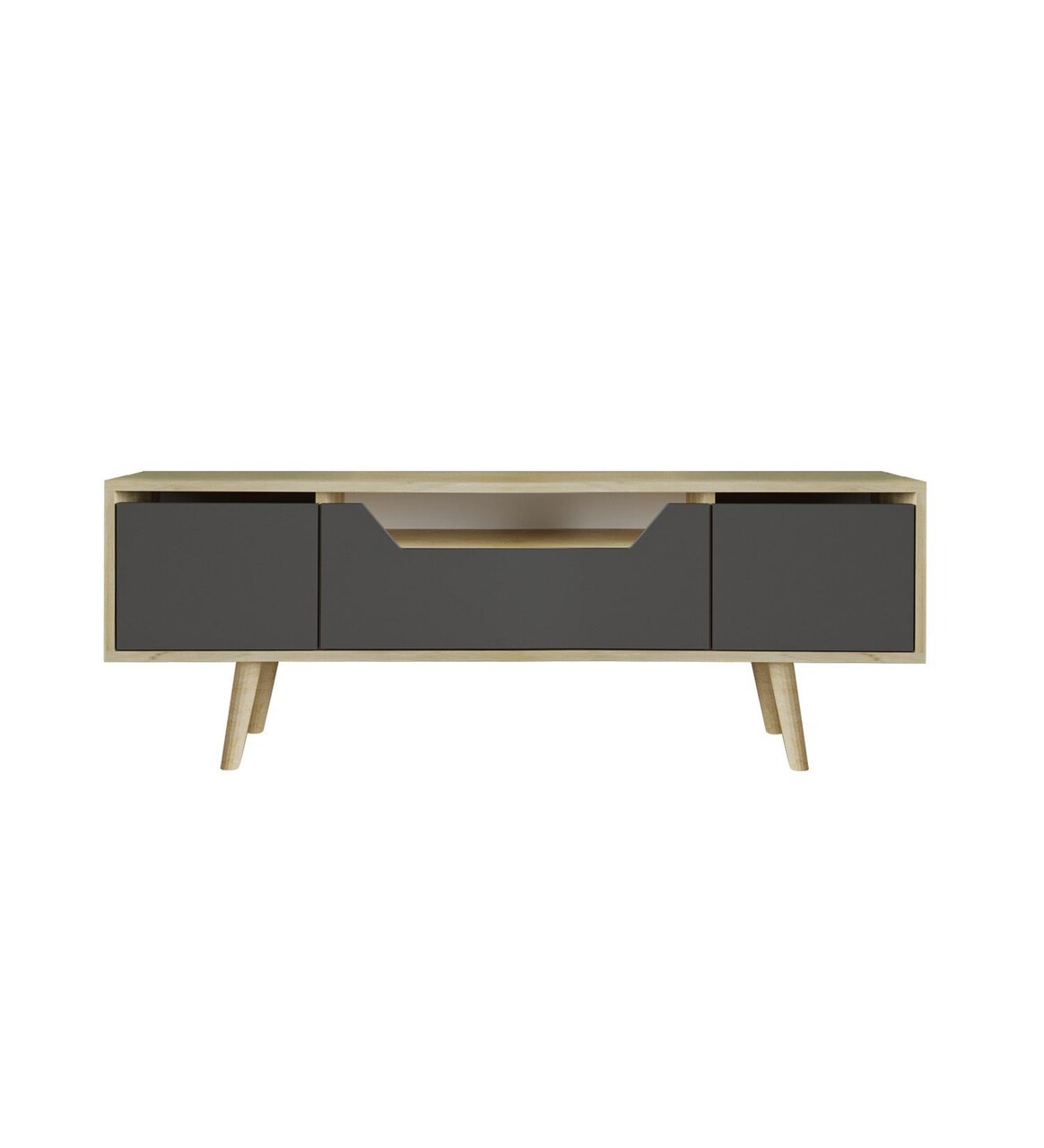 Comoda TV, Hanah Home, Roma 150, 150x53x29.8 cm, PAL, Stejar safir / Antracit - imagine 4
