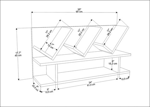Raft de perete, Zena Home, Larissa, 45x90x22.5 cm, PAL, Nuc/Alb