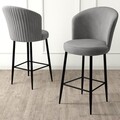 Set scaune  de bar 4 piese, Charlotte, Fora, Metal, Gri/Negru