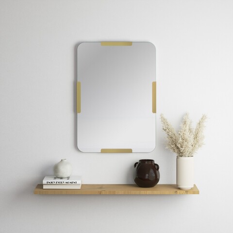 Oglinda decorativa, Neostill, Pera, 50x70 cm, Metal, Auriu