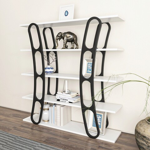 Corp biblioteca, Zena Home, Adar, 120x120x25 cm, PAL, Alb negru mezoni.ro