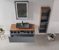 Dulap de baie cu chiuvetă, Hanah Home, Craft 120, Nuc / Antracit