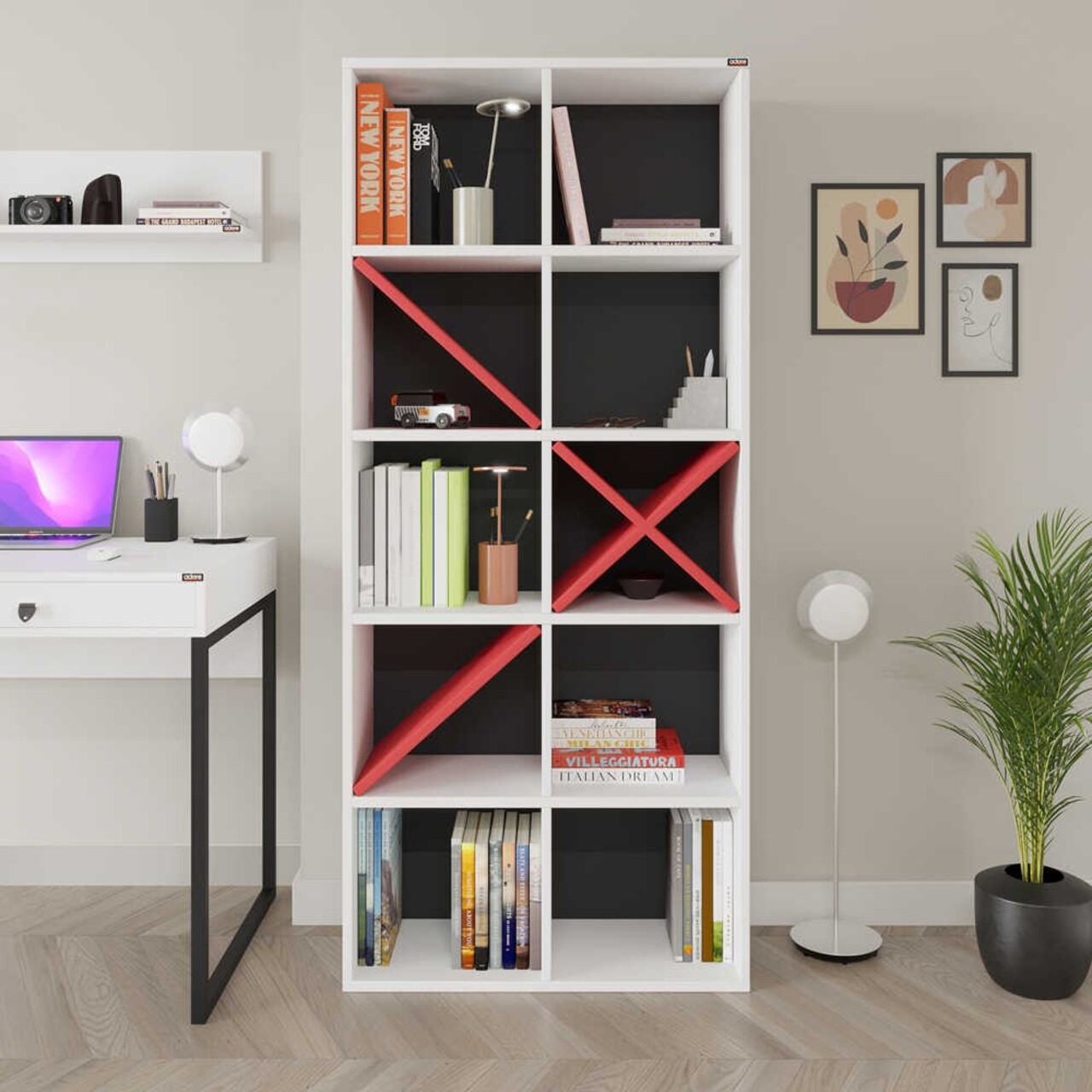 Corp biblioteca, Adore, Ktp-910-Bk-1, Alb/Rosu