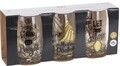 Set 3 pahare Merry Christmas, 300 ml, sticla, negru/galben