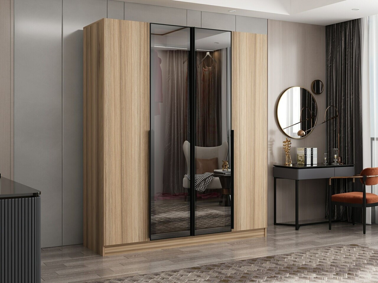 Dulap pentru haine, Hanah Home, Nisa, 180x210x52 cm, Dore — imaginea 2