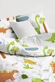Lenjerie de pat pentru o persoana 2 piese, Dinolar - White, Eponj Home, 65% bumbac/35% poliester