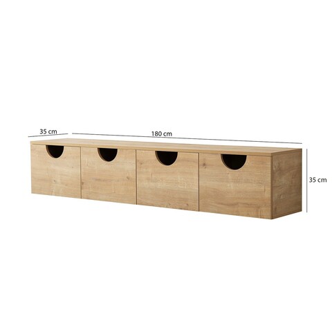 Comoda TV, Neostill, Four Seasons, 180x35x35 cm, Cadru: PAL MELAMINAT 100%., Stejar