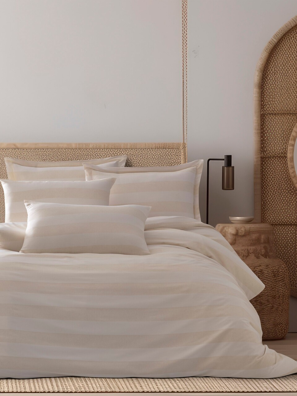 Lenjerie de pat dubla, Max Yollu Saten - Beige, EnLora Home, 70% bumbac/30% poliester