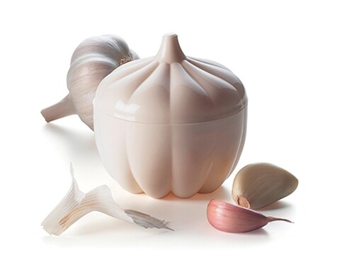 Recipient cu agatatoare pentru depozitat usturoi in frigider, garlic, excelsa, 7x8 cm