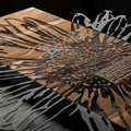Decoratiune de perete, Daisy, lemn/metal, 56 x 58 cm, negru/maro