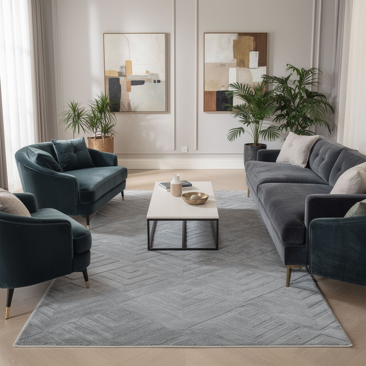 Covor, Dpelus, 120x300 cm, Poliester, Gri