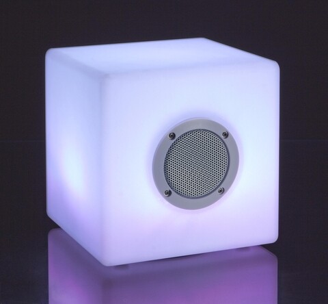 Lampa LED cu difuzor Bluetooth, Bizzotto Cube, 7 culori, cablu USB + telecomanda, 20x20x20 cm Bizzotto