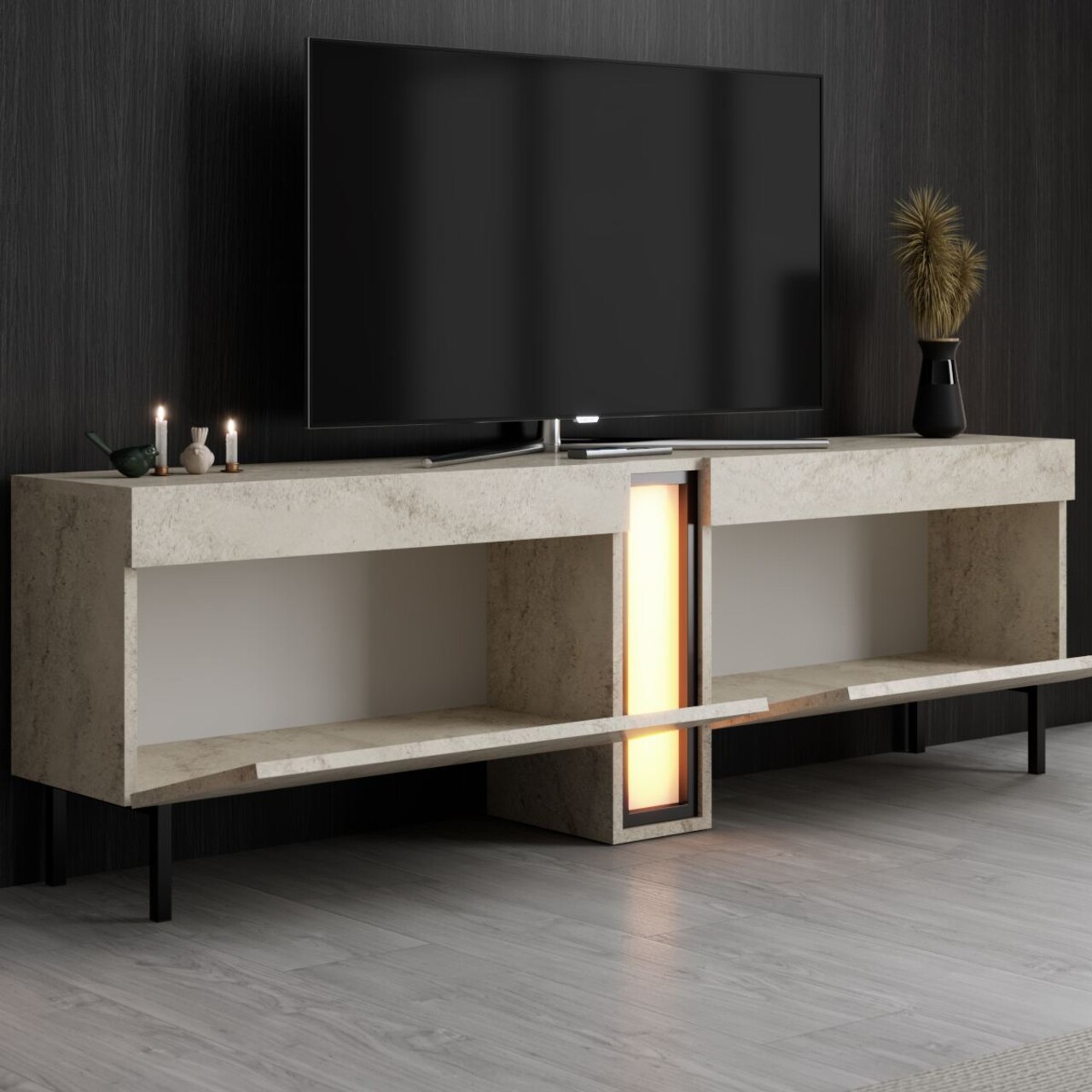 Comoda TV, Hanah Home, Nova, 180x55x32 cm, Travertin - view 3
