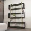 Corp biblioteca, Zena Home, Bruti, 120x180x29.6 cm, PAL, Antracit / Aur