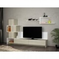 Comoda TV cu biblioteca si raft, Wooden Art, Amore White Cordoba, 180x126x31.5 cm
