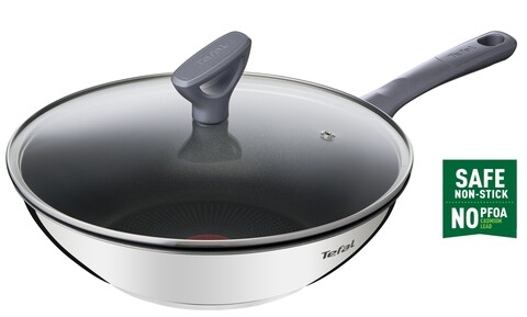 Tigaie Wok cu capac, Tefal, Daily Cook, 28 cm Ø, inox