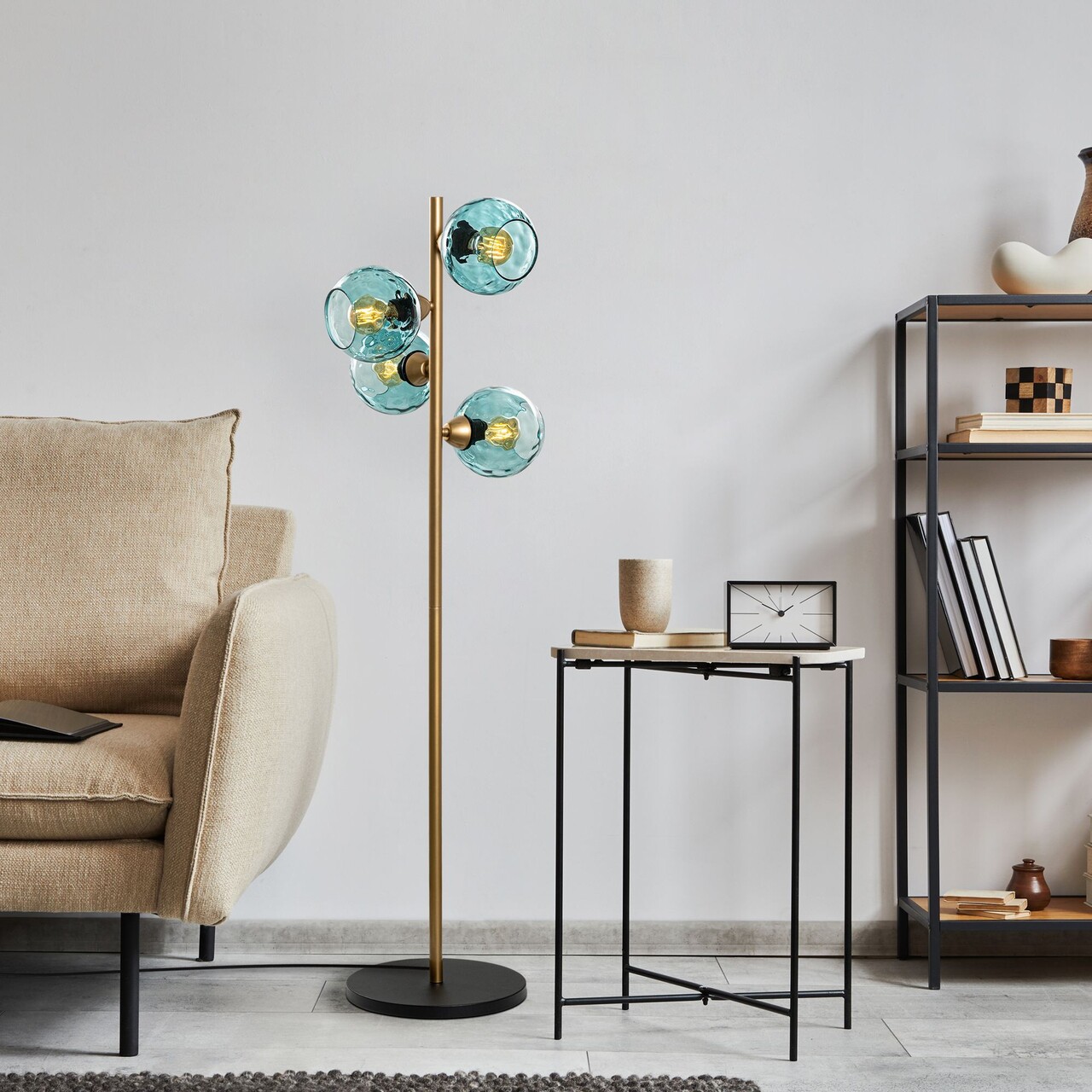 Lampadar, L'essentiel Maison, 521SHN3647, Albastru / Auriu
