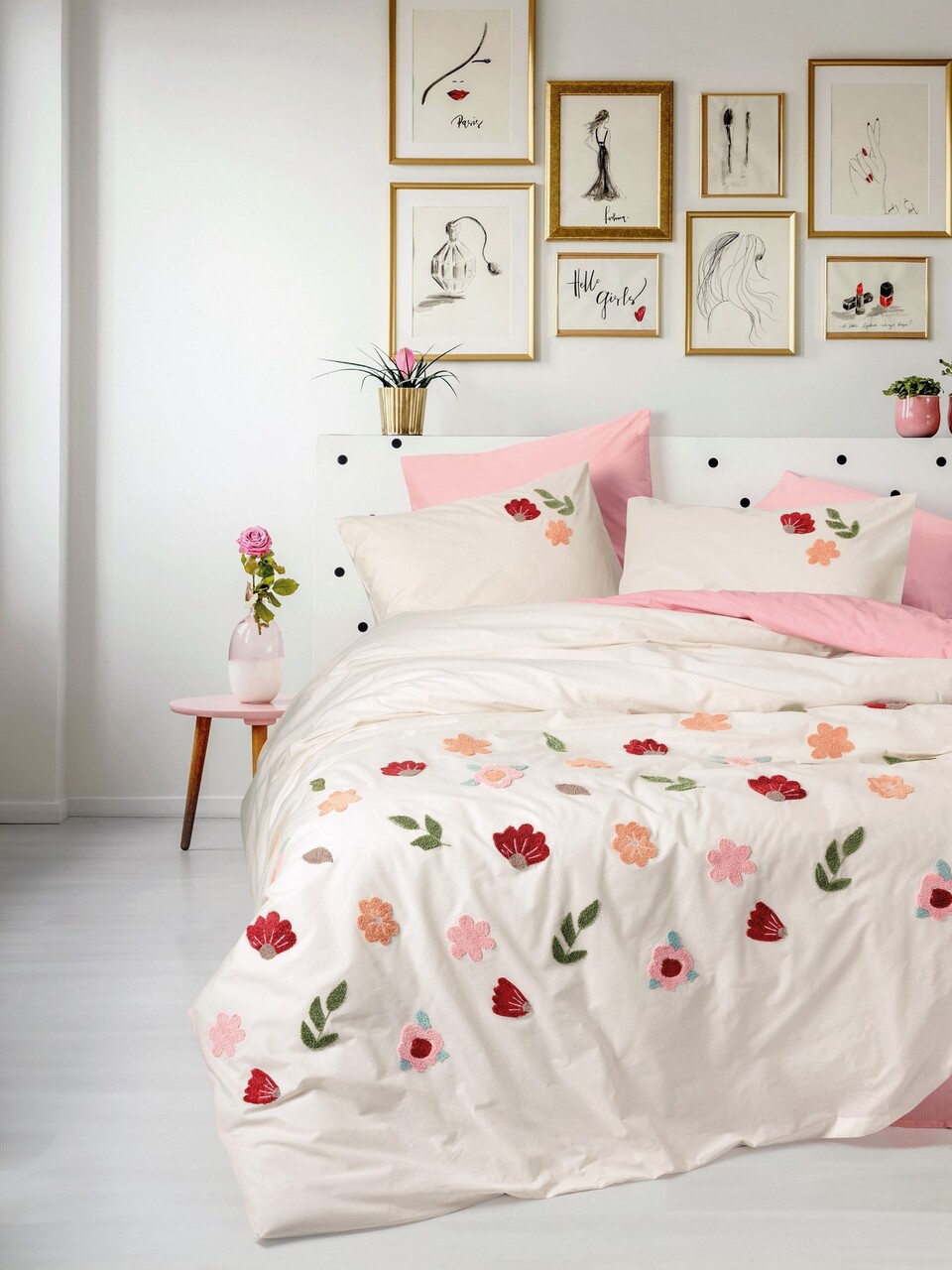 Lenjerie de pat dubla, Blossom - Salmon, Cotton Box, Bumbac Ranforce