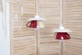 Lustra Afternoon tea Twins, Deco Republic, E27, 1x60W, ceramica, cesti + farfurii, butter/visiniu