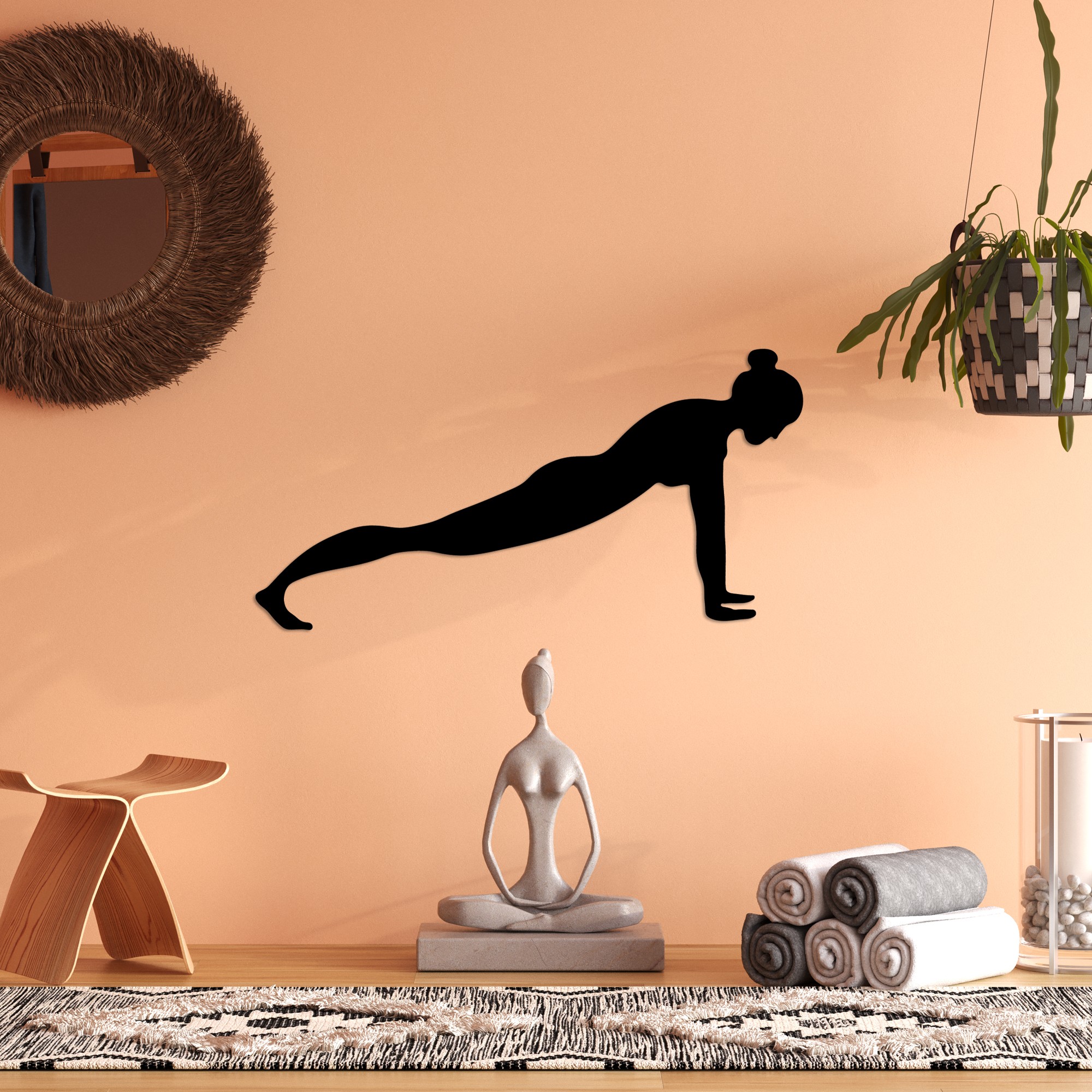 Decoratiune de perete, Yoga 7, Dimensiune: 60 x 30 cm, Negru