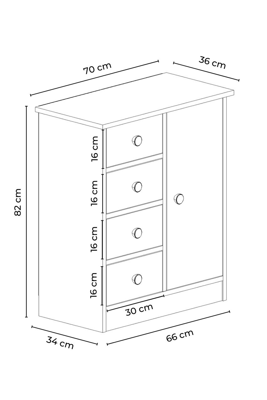 Dulap multifunctional, Hanah Home, Elmar, 66x82x34 cm, Alb — imaginea 5