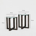 Set 2 masute de colt, Neostill, Amalfi, sticla temperata/lemn solid de pin, antracit