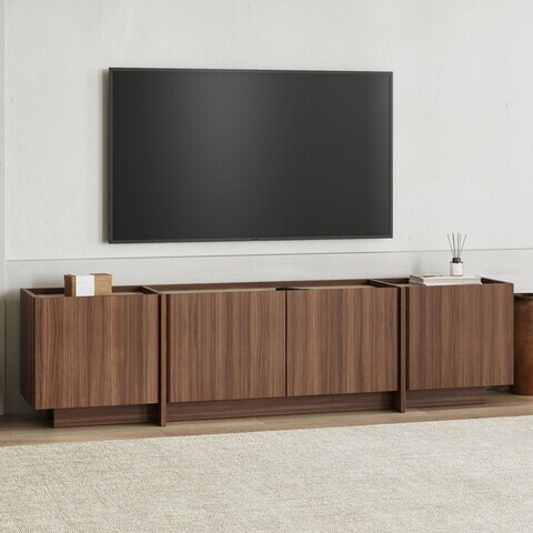 Comoda TV, Nordure, Lowen, 180x46x35 cm, Travertin / Nuc Milano