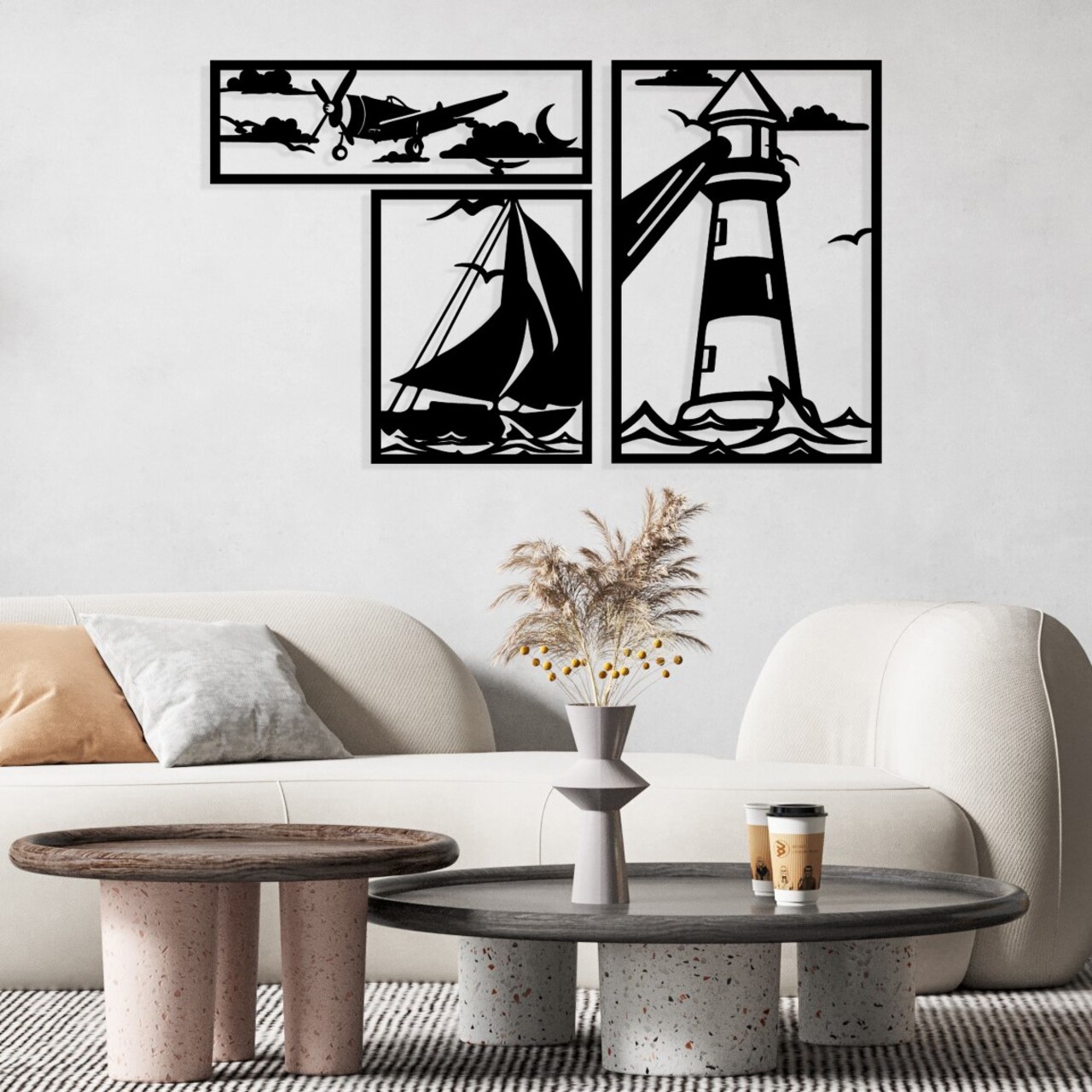 Decoratiune de perete, Abadda, Dimensiuni: 72 x 43 cm, Negru - view 2