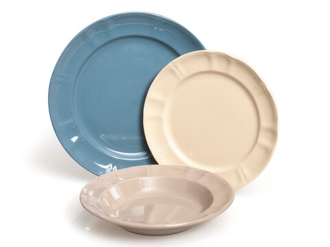 Serviciu de masa 18 piese, Country Chic, Excelsa, ceramica, albastru/bej/ecru