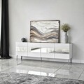 Comoda TV, Neostill, Leon, 180x59x35 cm, PAL, Alb / Argintiu