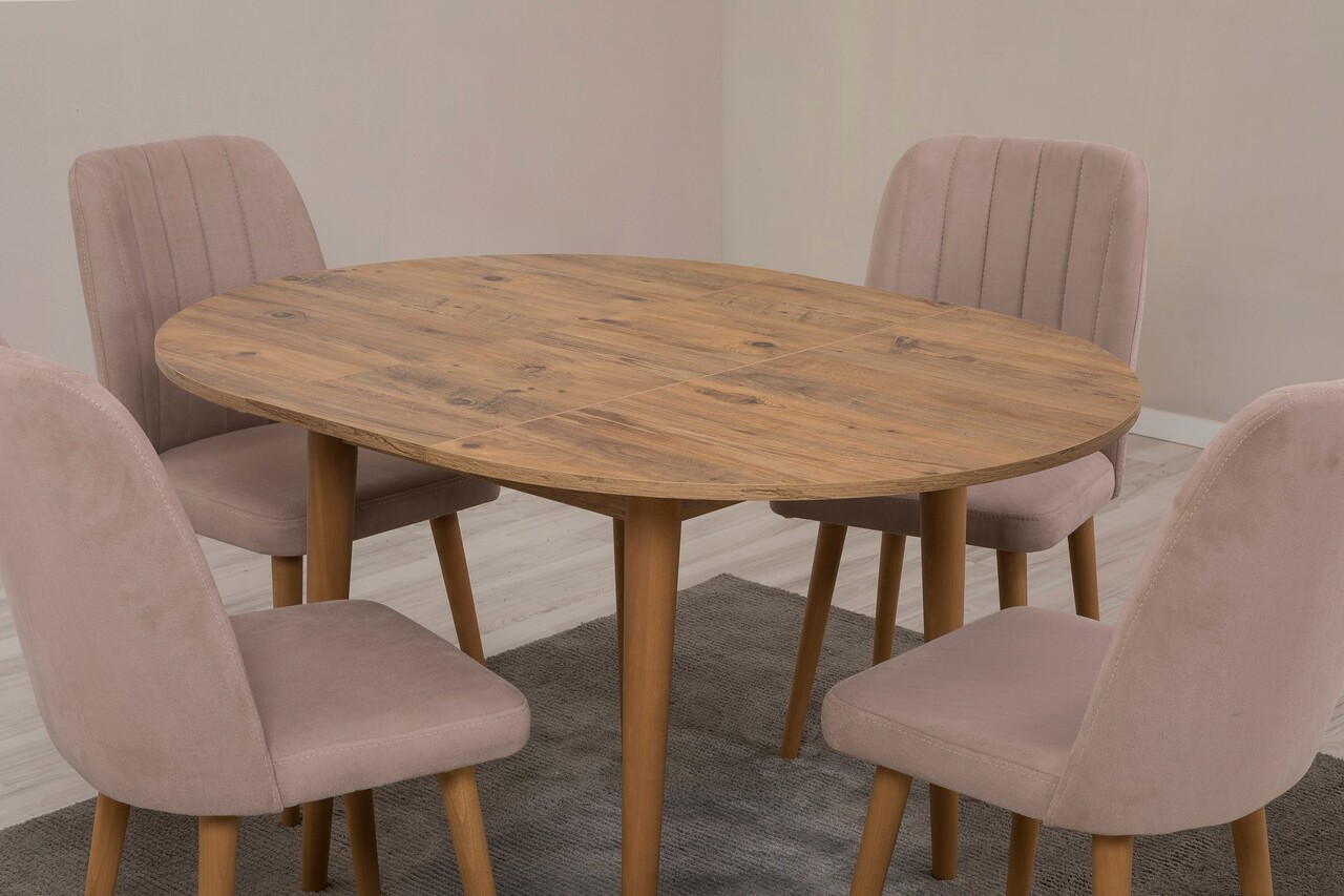 Set masa extensibila si scaune, Hanah Home, Vina 0900, Pin Atlantic / Piatră - imagine 5