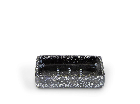 Savoniera, mozaik, 9x13.5x3 cm, polirasina, negru