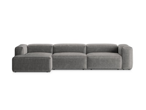 Coltar stanga 4 locuri, Bergamo, Cosmopolitan Design, 344x152x70 cm, catifea chenille raiata, gri deschis