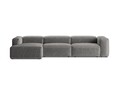 Coltar stanga 4 locuri, Bergamo, Cosmopolitan Design, 344x152x70 cm, catifea chenille raiata, gri deschis