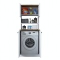 Dulap pentru masina de spalat, Wren,  KD102 - 2160, 70 x 183.6 x 72.6 cm, pal melaminat, alb/nuc