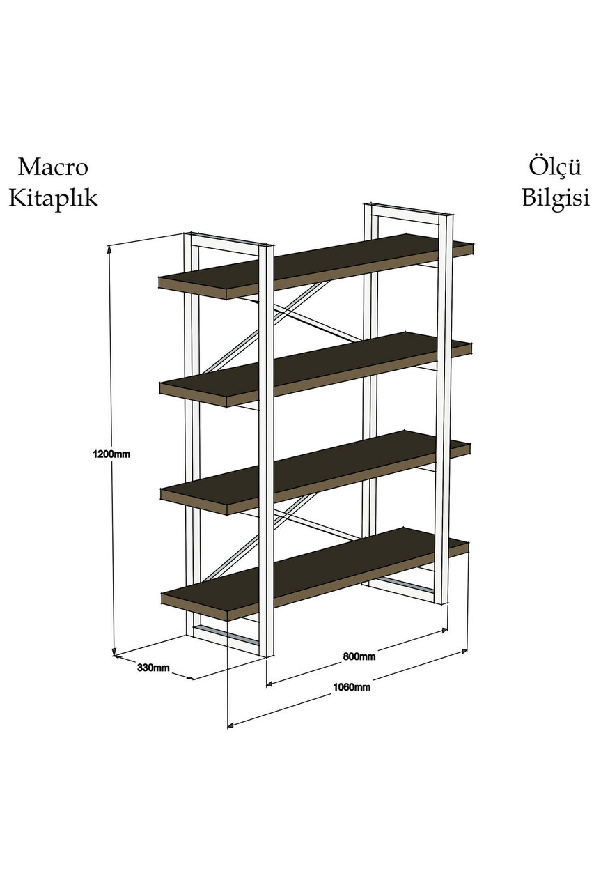 Corp Biblioteca, Puqa Design, Makro, 106x120x33 Cm, PAL, Alb/Negru