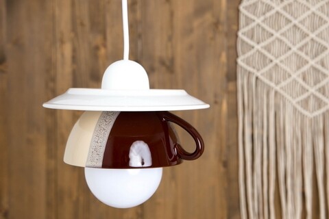 Pendul Afternoon tea, Deco Republic, E27, 1x60W, ceramica, crem/maro