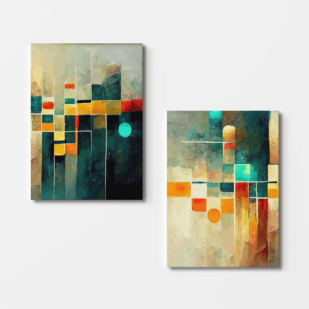 Set 2 tablouri decorative, 2KNV4318, Lemn, Multicolor - view 3
