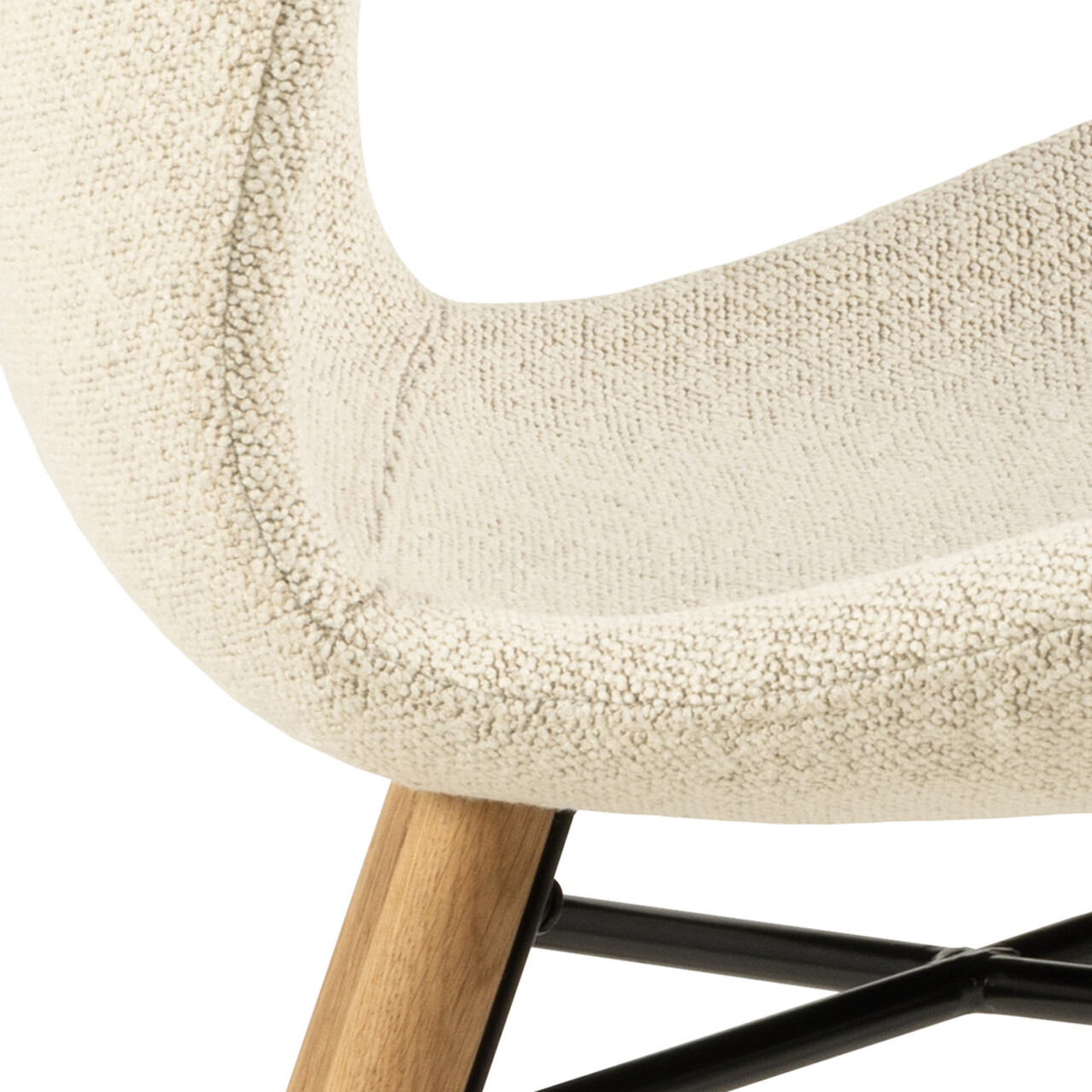 Scaun Batilda -A1 Zip, Actona, 47x53x82.5 cm, tesatura Boucle/lemn de stejar, crem - view 6