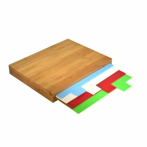 Set 5 tocatoare Colors, Jocca, 25 x 33 x 4 cm, bambus/plastic, multicolor/natur