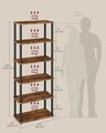 Biblioteca cu 6 niveluri, Vasagle, 60x23.8x173.4 cm, PAL/otel, maro rustic