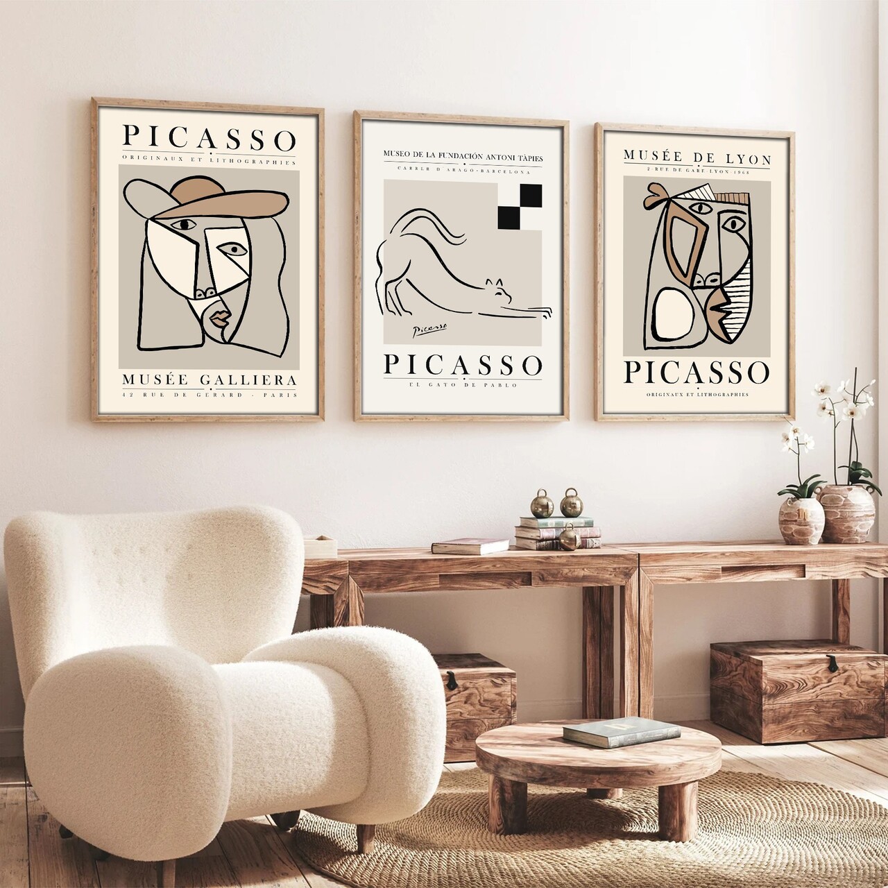 Set 3 tablouri decorative Huhu254 Cadru: 100% LEMN MASIV (Grosime: 2 cm) Multicolor