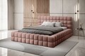 Pat tapitat cu somiera si lada depozitare, 160x200 cm, ELTAP, BE-DIZ-MET-24TOU, Dizzle, metal/poliester, roz inchis