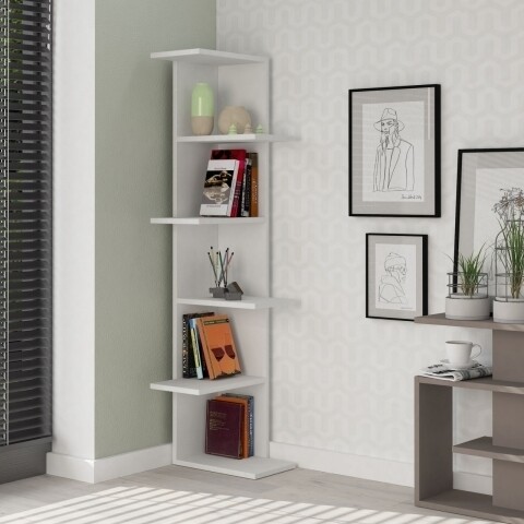 Biblioteca Saso, Homitis, 37x22x141 cm, alb Mobilier si saltele