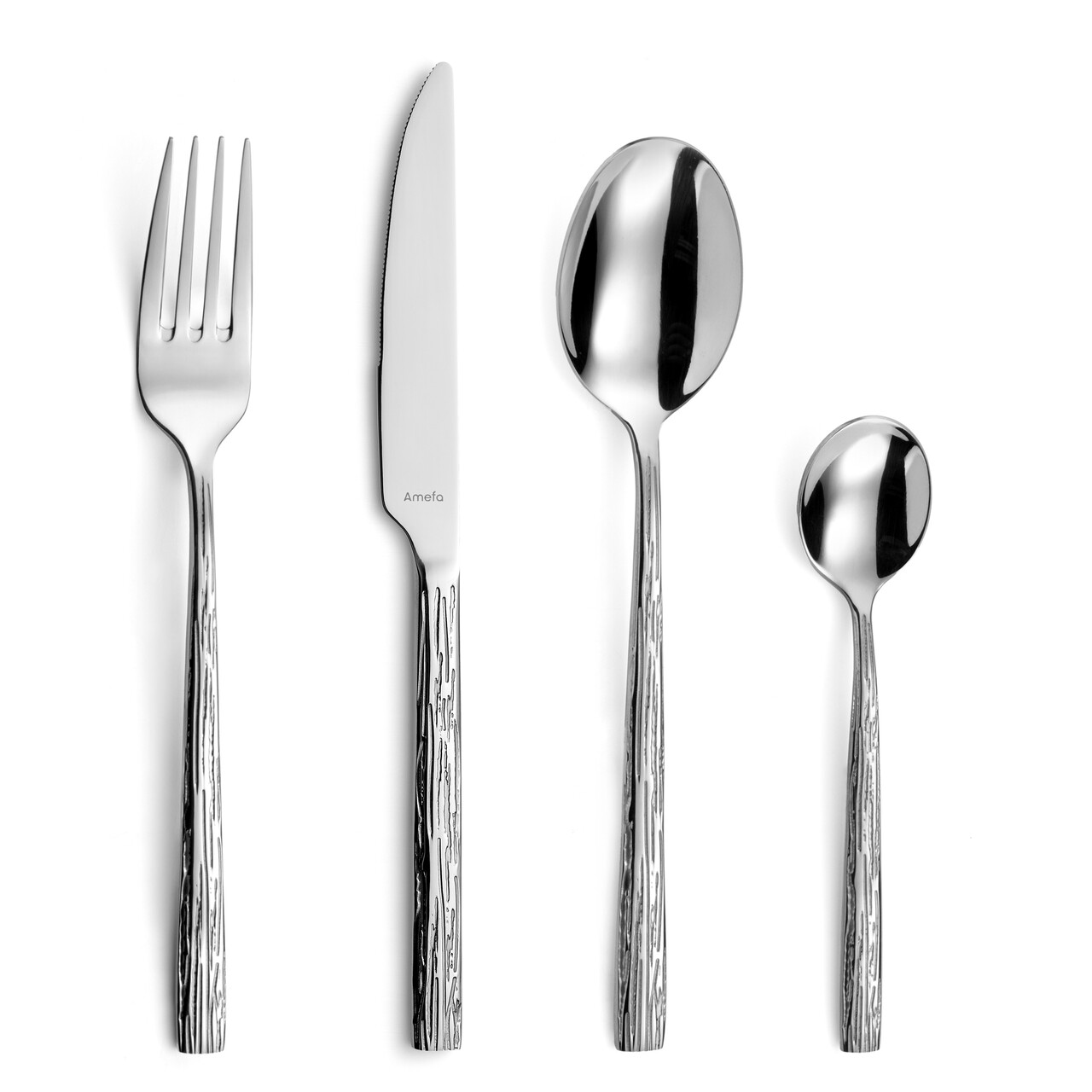 Set tacamuri 24 piese Calligraphy, Amefa, 6 persoane, inox 18/0, argintiu - imagine 7