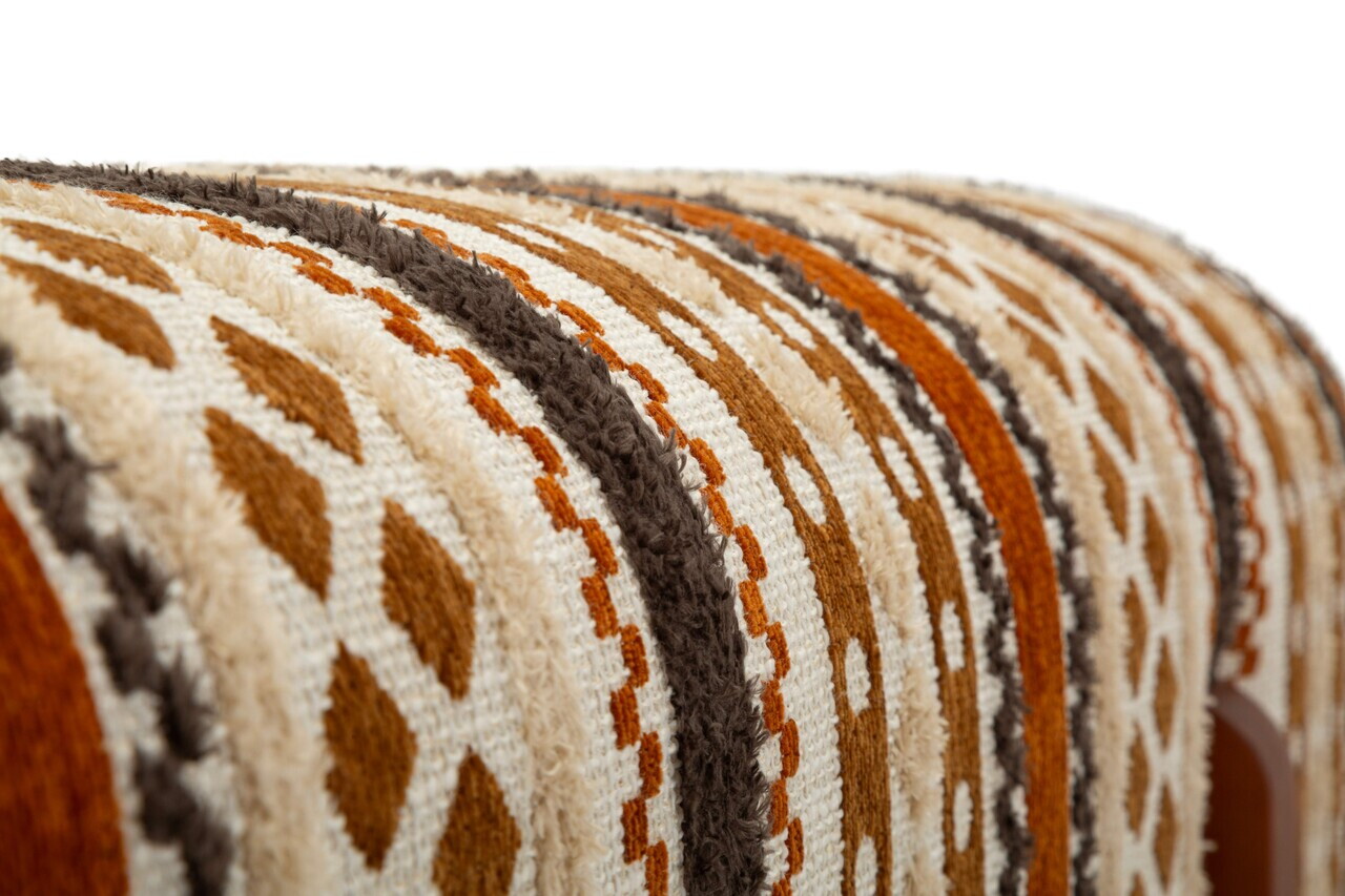 Bancheta, Mauro Ferretti, Ethnic, 120x45x43 cm, poliester/lemn masiv, multicolor — imaginea 2