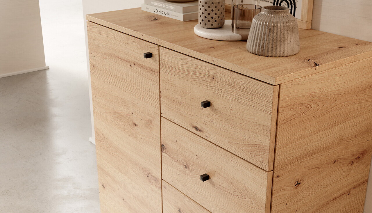Comoda ADRK, Evi, 80x40x87 cm, PAL laminat, artisan — imaginea 5