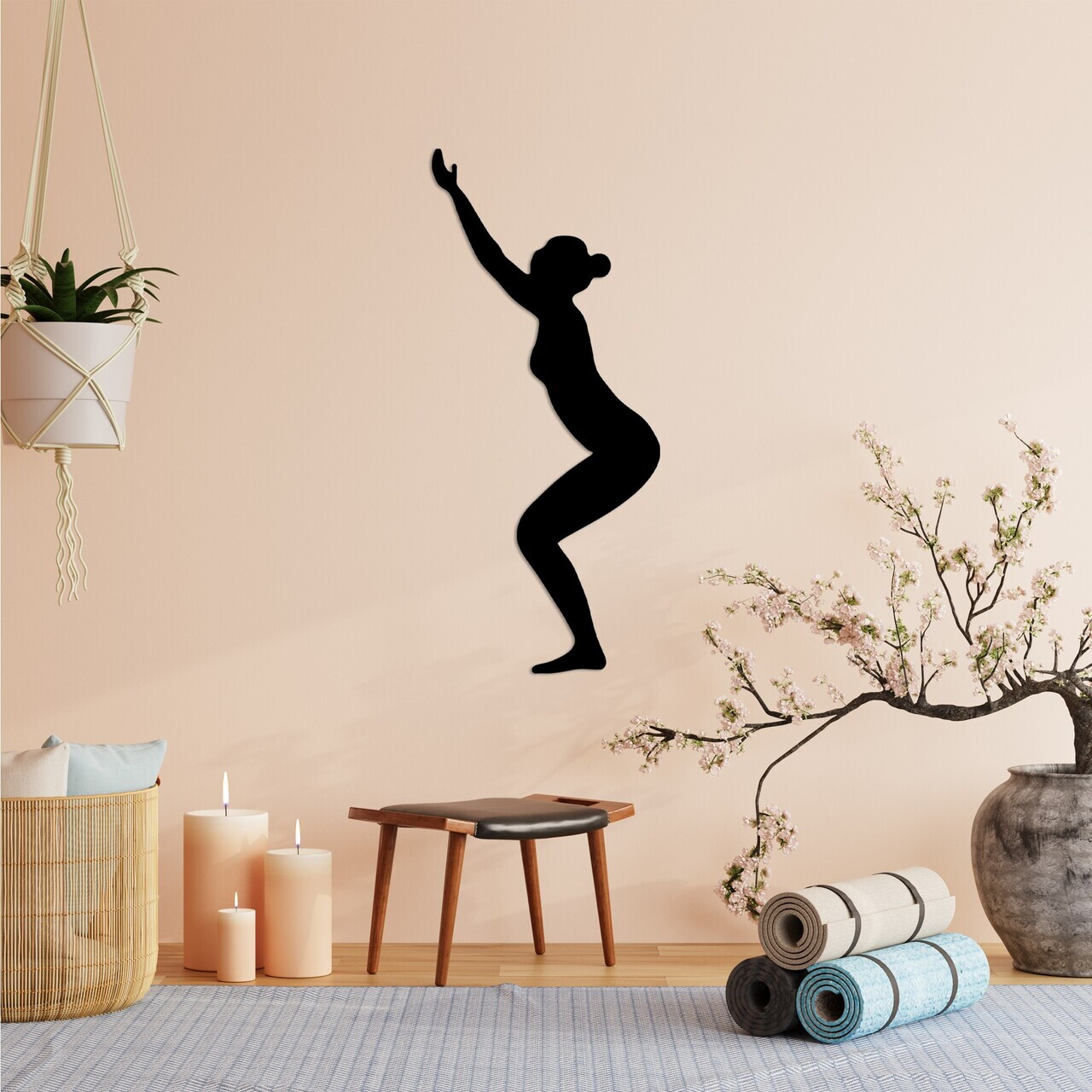 Decoratiune de perete, Yoga 20, Dimensiune: 26 x 60 cm, Negru — imaginea 2