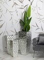 Set 3 ghivece / vase decorative Argy, Mauro Ferretti, 38.1x38.1x90.8 cm, fier, argintiu