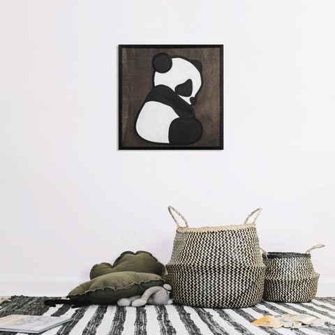 Decoratiune de perete, Panda 2, Placaj, 30 x 30 cm, Alb negru mezoni.ro